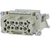 Bloc de connexion HARTING Han 10ES, insert de douille (F), "droit", raccordement par ressort à cage, 10 pôles + PE, 500V, 16A - 1