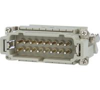 Bloc de connexion HARTING Han 16E, insert à broches (M), "côté droit", raccordement par vis, 16 pôles + PE, 500V, 16A - 1 pièce