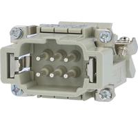 Bloc de connexion HARTING Han 6E, insert à broches (M), "côté droit", raccordement par vis, 6 pôles + PE, 500V, 16A - 1 pièce