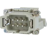 Bloc de connexion HARTING Han 6E, insert à broches (M), "gauche", raccordement par vis, 6 pôles + PE, 500V, 16A - 1 pièce