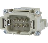 Bloc de connexion HARTING Han 6E, insert à broches (M), "gauche", raccordement par vis, 6 pôles + PE, 500V, 16A - 1 pièce