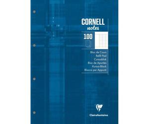 Bloc de cours CORNELL encollé grand côté A4 200 pages perforées 4 trous Cornell grands carreaux - Bleu pétrole