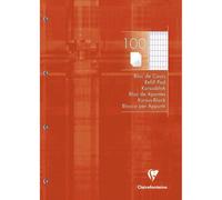 Bloc de cours encollé grand côté A4 200 pages détachables perforées 4 trous quadrillé 4x8 - Tangerine