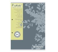 Bloc de cours encollé grand côté FOREVER A4 200 pages perforé 2 trous petits carreaux + marge papier recyclé 70g Gris - Gris