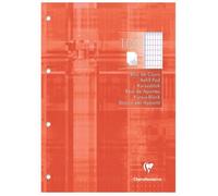 Bloc de cours encollé grand côté A4 200 pages détachables perforées 4 trous quadrillé 4x8 - Tangerine