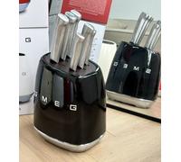 Bloc De Couteaux De Cuisine Vintage SMEG 7 Pièces En Acier Inoxydable - Noir