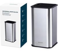 Bloc de couteaux en acier inoxydable avec fentes pour ciseaux et barre d'affûtage - amovible & design unique des fentes