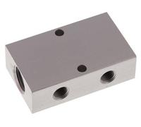 Bloc de distribution en aluminium 2xG 3/8'' x 4xG 1/8'' Double face 16 bar