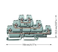 Bloc de jonction traversant à 3 étages WAGO 870-551 5 mm ressort de traction Affectation: L, L, L gris 50 pc(s)