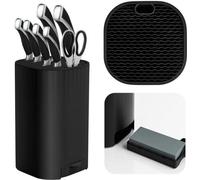 Bloc de mesure monobloc avec plaque de lissage intégrée et support de ciseaux, couleur noire
