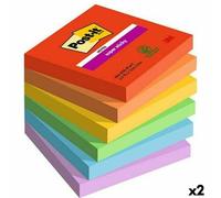 Bloc de notes adhésif, 76x76 mm, 6 x 90 feuilles, 3M Post-it "Super Sticky Playful", assortiment de couleurs