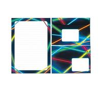 Bloc de papier à lettre avec enveloppe pour garçons garçons filles enfants motif laser enfant bloc de feuilles lignées (bloc A5 de 25 feuilles + 15 enveloppes)
