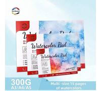 Bloc de papier aquarelle Xin Bowen 300 g/m² à déchirer facilement, papier coton sans acide, grain fin, niveau artiste, livre de peinture et de dessin SC05-A3,SC05-A4,SC05-A5Papetier