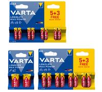 Bloc de piles alcalines VARTA LL MAX : 8 piles AA, 8 piles AAA et 2 piles C