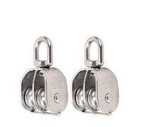 Bloc de poulie Double M25 2 pièces, roue pivotante en acier inoxydable 304 | Crochet pivotant de grue levage en forme U, rouleau de roulement 150kg, poulie guidage corde rotative à 360 ° pour