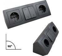 Bloc de prises McPower "Flair", anthracite, mat, double contact de protection + interrupteur