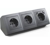 Bloc de prises McPower "Flair", en saillie, anthracite, 3x contact de protection + 2x USB