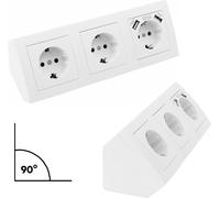 Bloc de prises McPower "Flair", en saillie, blanc, 3x contact de protection + 2x USB
