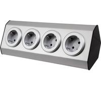 Bloc de prises Premium McPower, version en saillie, acier inoxydable, 4x contact de protection