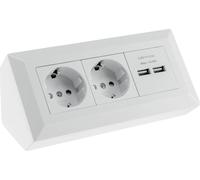 Bloc de prises Prise d'angle 2-fois, contact de protection, 2X USB-A 3,1A