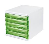 Bloc de rangement - HELIT - Vert transparent - 5 tiroirs - Plastique - Mixte