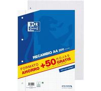 Bloc de recharge Oxford Hamelin A4 200+50 feuilles 4x4 4 perforations Transparent Transparent Taille unique