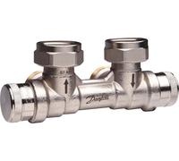 Bloc de robinets dynamiques Danfoss, RLV-KDV, G 3/4", vanne HK, en angle, VL à gauche, 1 pièce.