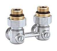 Bloc de vannes à deux tuyaux 301143 Raccord 2000 Caleffi 2" AG, raccord à compression 3/4", forme coudée