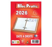 Exacompta Bloc-pratic éphéméride 31101E - Date à droite - 8,2 x 12 cm - 2026 - Rouge