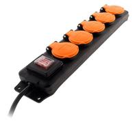 Bloc Étanche Ip44 5 Prises 16A 2P+T Avec Clapets Et Interrupteur - Câble Ho5Rrf 3G1Mm² 1,5M - Noir (Lot De 2)