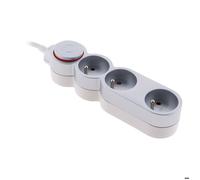 Bloc Home 3 prises 16A 2P+T avec interrupteur et fiche extraplate - Silver - 1,5m - Zenitech