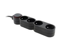 Bloc multiprise Home 4P x 16A noir cable HO5VV-F 3G1 mm² 1,5 mètres