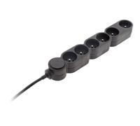 Bloc HOME 6 Prises 16A avec Interrupteur Noir et Fiche Extraplate Câble 1,5m