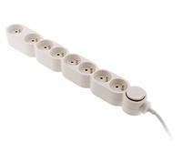 Bloc Home 8 prises 16A 2P+T avec interrupteur et fiche parafoudre - Blanc - câble HO5VV-F 3G1 1,5m