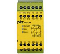 Bloc logique de sécurité PNOZ X4 24VDC 3n/o 1n/c PILZ Tension de fonctionnement: 24 V/DC 3 NO (T), 1 NF (R) (l x H x P) 45 x 87 x 121 mm 1 pc(s)