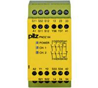 Dispositif d'arrêt d'urgence 24VDC 3n/o 1n/c - Relais de sécurité DC EN954-1 Cat 4 PNOZ X4...