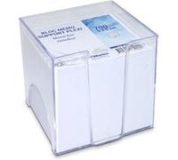 Bloc mémo Waytex 931150 700 notes blanches 9 x 9 cm avec support plastique transparent Blanc G