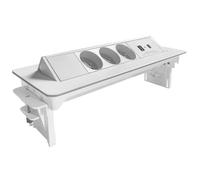 Bloc multiprise - 3 Prises + 2 Ports USB - USB-C - Blanc - Escamotable et Pivotant