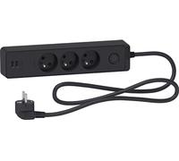 - Bloc multiprise 3 prises 2P+T + 2 USB - anthracite - Schneider