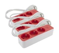 Bloc multiprise 3x16A 3G1.0 mm² - 1,5 m - Rouge - Chacon (Lot de 3)