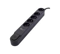 CHACON Bloc Design 5x16A avec Interrupteur + 2 USB - 3 m - Noir