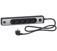 - Bloc multiprise 5 prises 2P+T + 2 USB - Noir et alu - Schneider