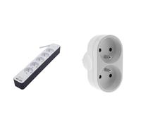 Bloc multiprise 5x16A avec USB - 1,5m - Blanc/Gris & Multiprise 2 Prises pour façade - Biplite - 2x16A - Blanc - Zenitech