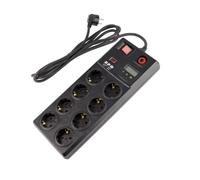 Bloc Multiprise 8 Prises Type F Schuko + Protection contre Surtensions 3m Noir