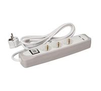 Bloc Multiprise Avec Interrupteur - 3 Prises - 2 Ports Usb - Gris/Blanc - Schuko