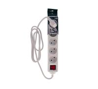 Bloc Multiprise avec interrupteur - EDO - LOGAN - 5 prises - Type E 2P+T - blanc - 1,5m