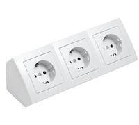Bloc multiprise, boîtier de connexion pour meuble bas, prise de courant avec mise à la terre, 3 prises, câble de 15 cm, blanc