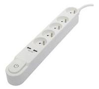 Chacon Bloc multiprise CHA447514 5 prises 16 A avec interrupteur 2 ports USB câble 3 m blanc