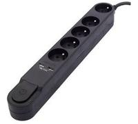 CHACON Bloc Design 5x16A avec Interrupteur + 2 USB - 3 m - Noir