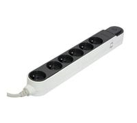 Chacon Bloc multiprise Design 6 prises 16A 3 m avec interrupteur Gris/Blanc